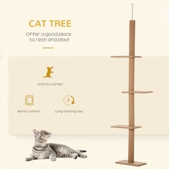 Multipet Floor-to-Ceiling Cat Tree Cat Climbing Tower with Sisal-Covered Scratching Posts image {2}