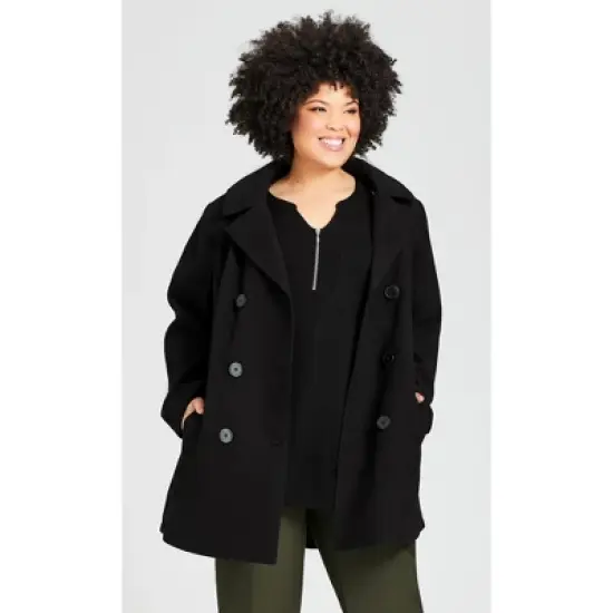 Women's Plus Size Faux Wool Peacoat - black | AVENUE image {9}