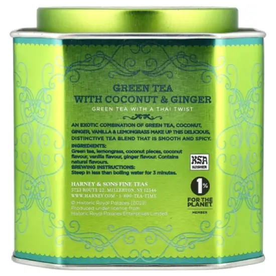 Harney & Sons Green Tea with Coconut, Ginger and Vanilla, 30 Sachets, 2.67 oz (75 g) image {1}
