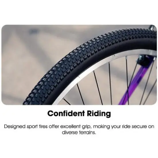 BAMCBASE Lilac 26 Inch Mountain Bike for Women Men, 21 Speed Steel Frame Adult Bicycle, MTB Bikes with Suspension Fork image {8}