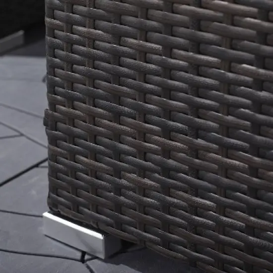 Venice 6pc Classic Outdoor Wicker Sectional Sofa with Seat and Back Cushion - Black - Vifah image {5}