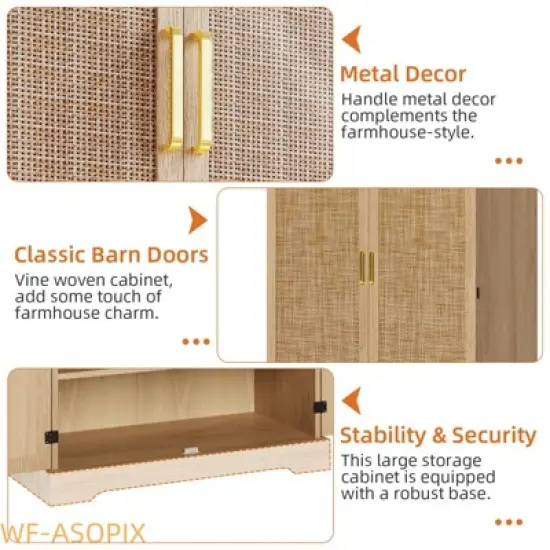 72" Tall Modern Pantry Cabinet with 4 Doors, Drawer & Adjustable Shelves image {4}