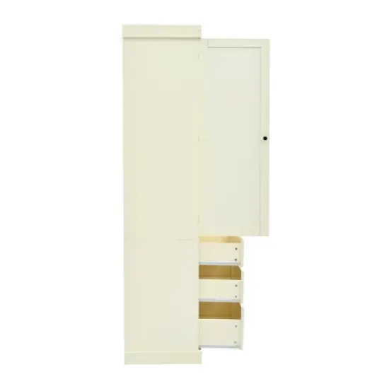 77"H Farmhouse Kitchen Pantry Cabinet with 3 Adjustable Shelves, 8 Door Shelves & 3 Drawers, Freestanding Tall Storage Cupboard - ModernLuxe image {9}