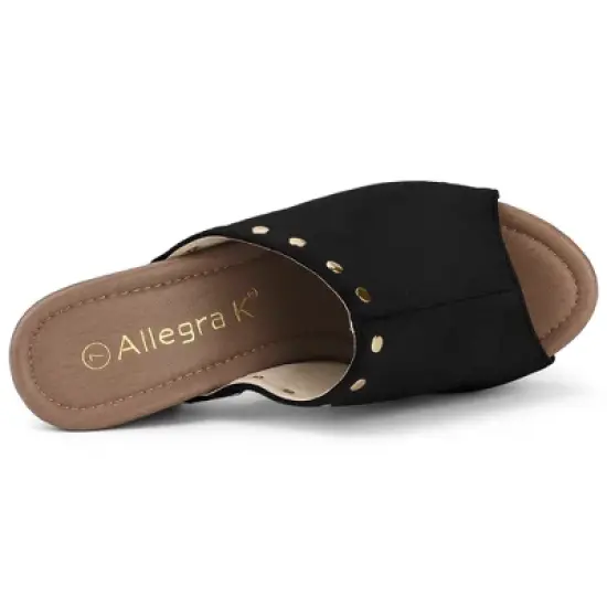 Allegra K Women's Open Toe Platform Block Slides Heel image {4}