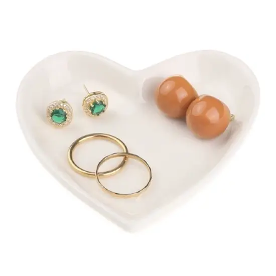 Unique Bargains Trinket Ceramic Jewelry Tray for Organizing Earrings Necklaces Bracelets 3.5x3.6x0.5inch image {1}