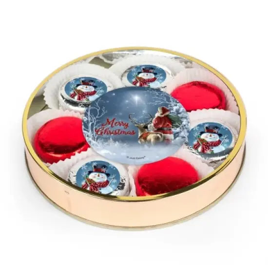 Merry Christmas Snowman Chocolate Covered Oreos Large Plastic Gift Tin image {1}