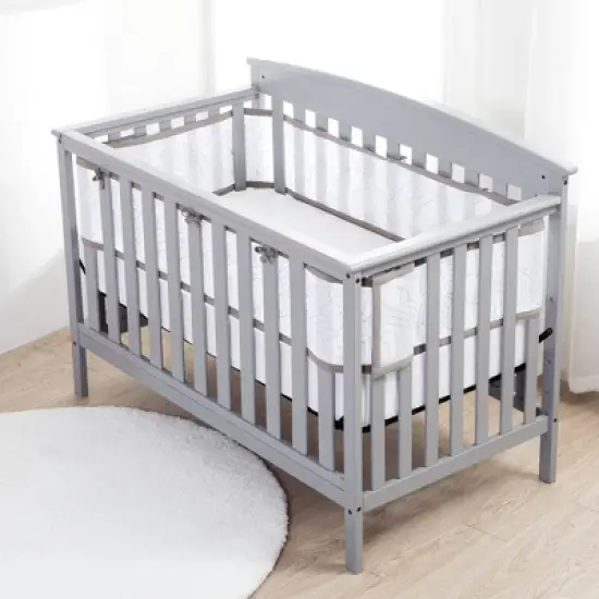 BreathableBaby Breathable Mesh Crib Liner - Deluxe Embroidered Collection - Woodland Leaves image {1}
