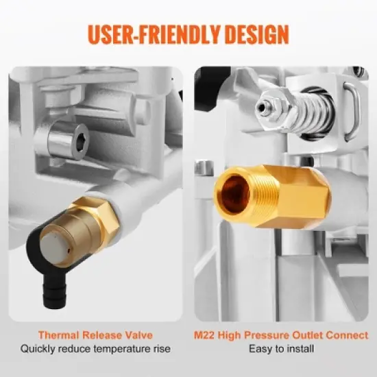 VEVOR Pressure Washer Pump, 7/8" Shaft Vertical, 3400 PSI, 2.5 GPM, Replacement Power Washer Pumps Kit, Parts Washer Pump, Silver image {5}