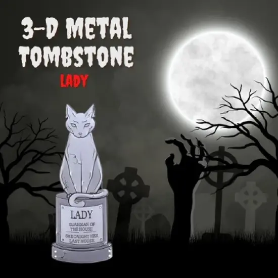 3D Halloween Metal Tombstone -Lady-(Large 17" w Stakes) Durable, Weather Rust Proof, UV Printed-Upgrade Your Halloween House Party Cemetery Lawn Decor image {1}