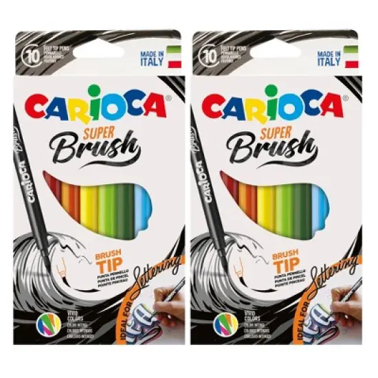 CARIOCA Super Brush Washable Felt Tip Pens, 10 Per Pack, 2 Packs image {6}