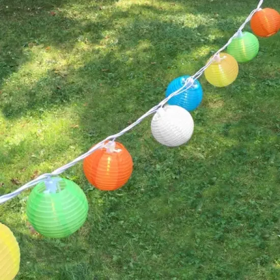 LumaBase Solar-Powered String Lights with 10 Nylon Lanterns image {3}