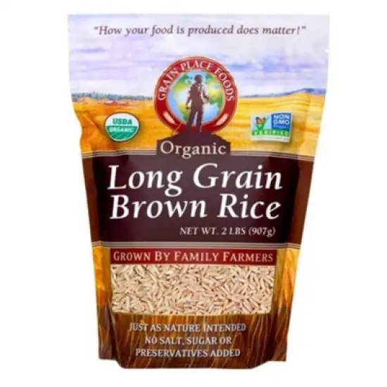 Grain Place Foods 2 lb Organic Long Grain Brown Rice - Pack of 2 image {1}