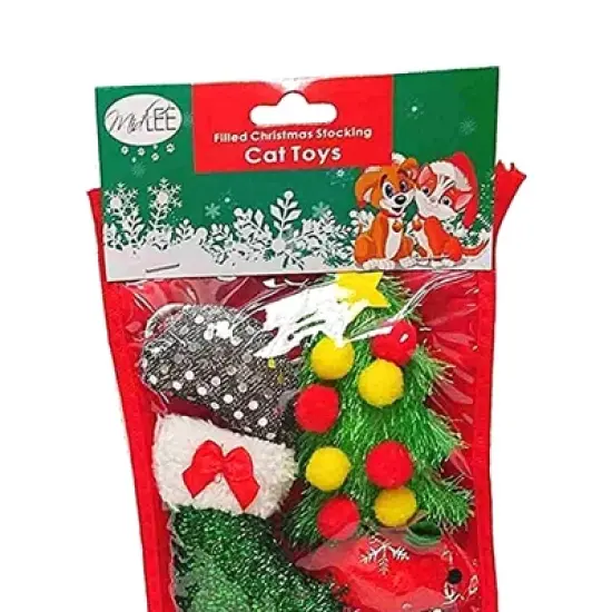Midlee Cat Christmas Stocking with Toys - 14 Toys image {1}