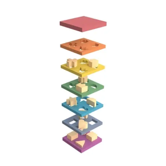 TickiT&reg; Rainbow Wooden Shape Stacker image {2}