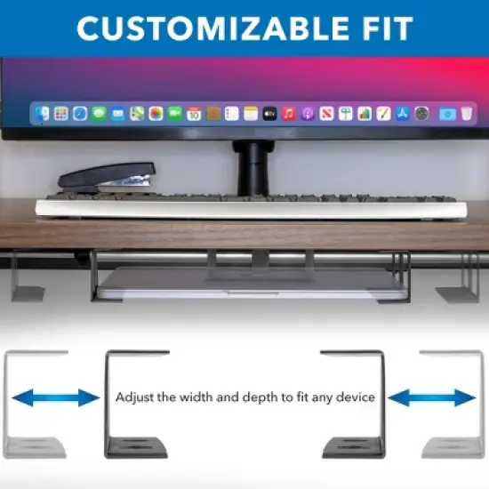 Mount-It! Under Desk Laptop Mount Holder | Small Multimedia Device Mount Underdesk Shelf for Laptop, Mac Mini, MacBook, Keyboard, Anti Scratch | Black image {3}
