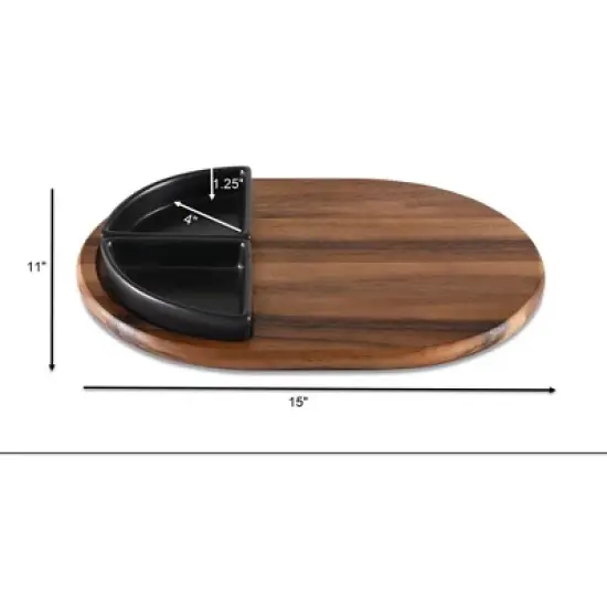 Kalmar HomeCharcuterie/ Serving Tray w/ 2 black triangular ceramic bowls image {2}