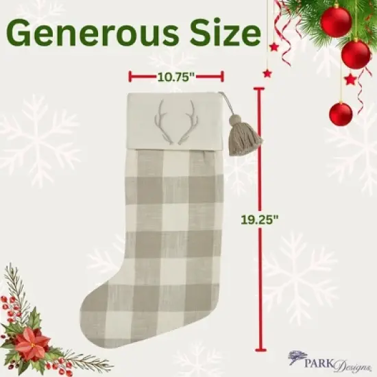Eva & Co Signature Antler Check Christmas Stocking image {1}