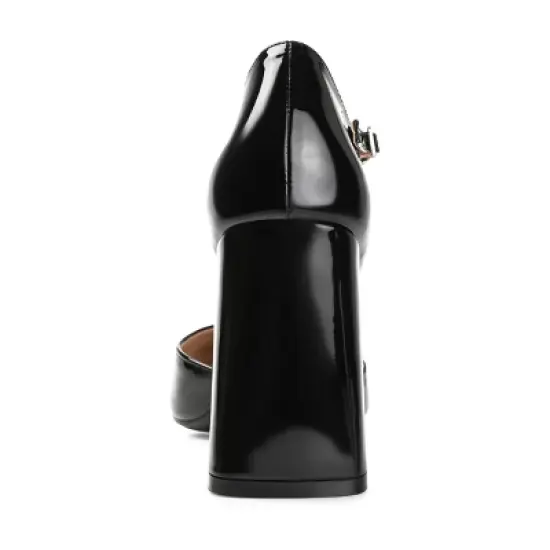 Journee Collection Womens Hesster Mary Jane Mid Block Heel Square Toe Pumps image {2}