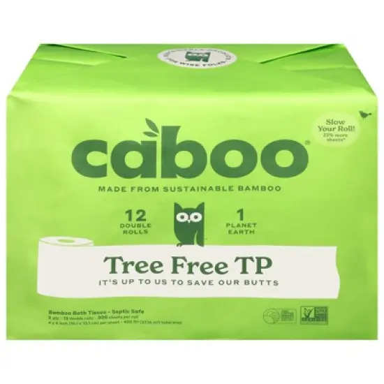 Caboo 300 Sheet Bamboo Bath Tissue - Case of 4/12 ct image {1}