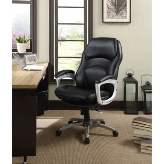 Back N Motion Health & Wellness Executive Chair Black Leather - Serta image {1}