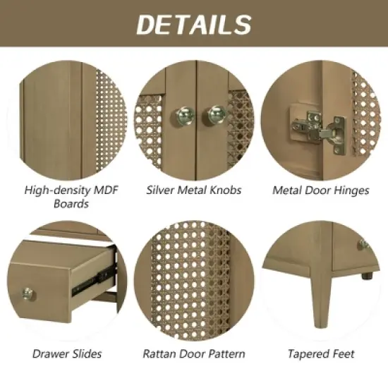 24" Bathroom Vanity with Ceramic Basin, Two Doors and Drawers, Natural - ModernLuxe image {9}