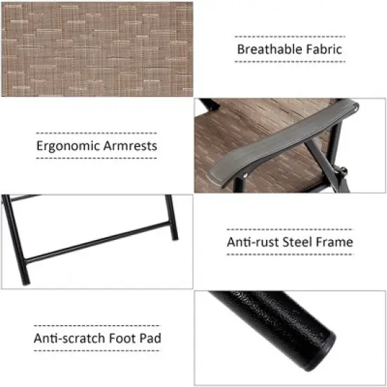 Costway 4PCS Outdoor Patio Folding Chair Camping Portable Lawn Garden W/Armrest image {8}