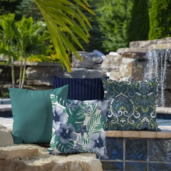 2pk Salome Tropical Outdoor Throw Pillows Blue - Arden Selections image {2}
