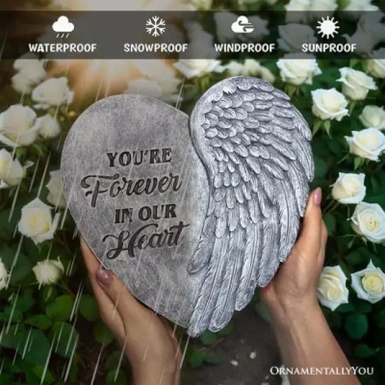 You&rsquo;re Forever in Our Hearts Angel Wing Stepping Stone, 9.5" Garden Decorative Memorial Resin Figurine| OrnamentallyYou image {3}