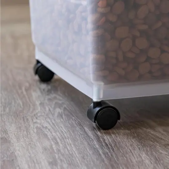 IRIS USA 54 lbs Airtight Dog Food Storage Container, Attachable Wheels, Black, 2Pk image {6}