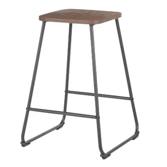 Set of 2 Zac Industrial Counter Height Barstool Espresso - LumiSource image {3}