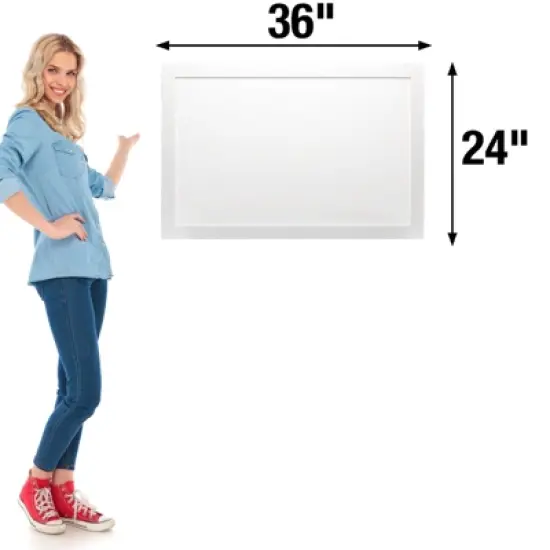 Excello Global Products White Wooden Magnetic Dry Erase Whiteboard, 24"x36" image {3}