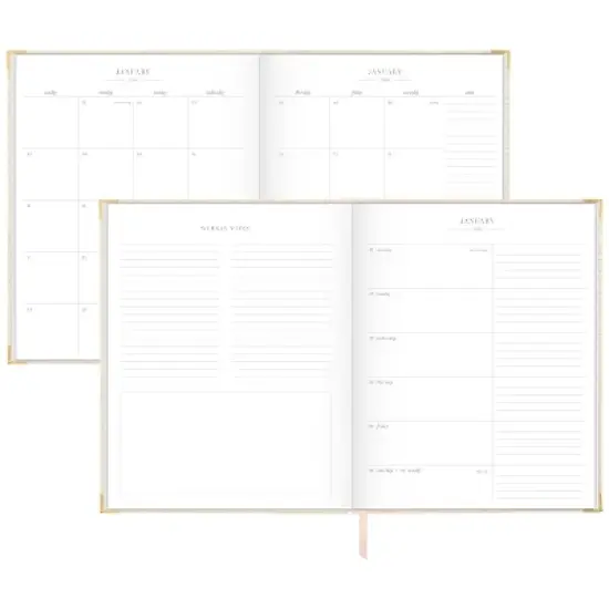 Sugar Paper Essentials 2024 Planner 10.125"x8.125" Weekly/Monthly Flax Cream Fabric image {1}