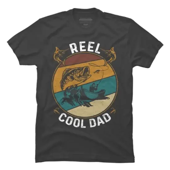 Men's Design By Humans Reel Cool Dad Fishing Boat Trip By KangThien T-Shirt image {3}