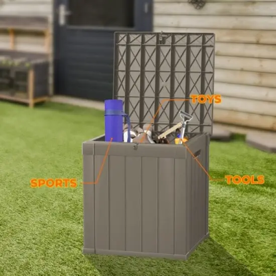 50 Gallon Resin Deck Box, Lockable Waterproof Ourdoor Storage Container for Pool Accessories, Patio and Garden image {2}