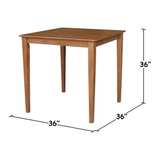 3pc 36"x36" Solid Wood Counter Height Dining Table Set with 2 X-Back Stools Distressed Oak - International Concepts image {3}