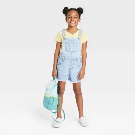 Girls' Jean Shortalls - Cat & Jack&trade; Light Wash image {2}