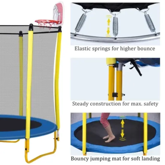 Dexmalle Outdoor & Indoor Mini Toddler Trampoline with Enclosure image {4}