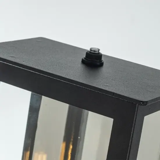 ALOADECOR Matte Black Modern Outdoor Wall Light with Dusk-to-Dawn Sensor Simplicity Wall Sconce with Clear Glass Shade for Garden (&uml;2 Pack) image {6}