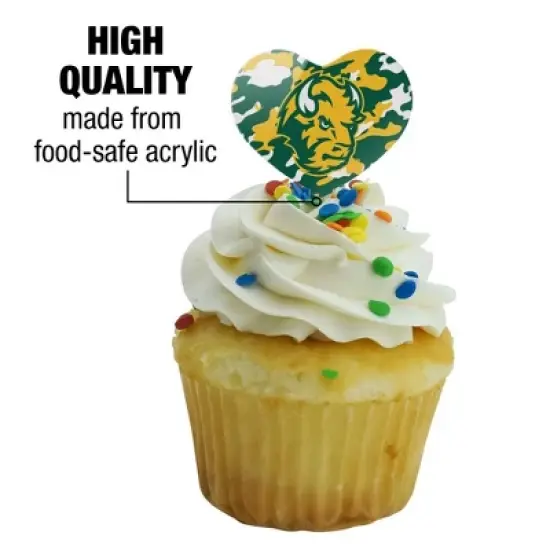 North Dakota State Camo Heart Love Cupcake Picks Toppers Decoration Set of 6 image {2}