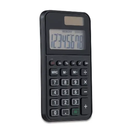 TRU RED Staples 8-Digit Solar and Battery Basic Pocket Calculator Black (ST130-CC) image {5}