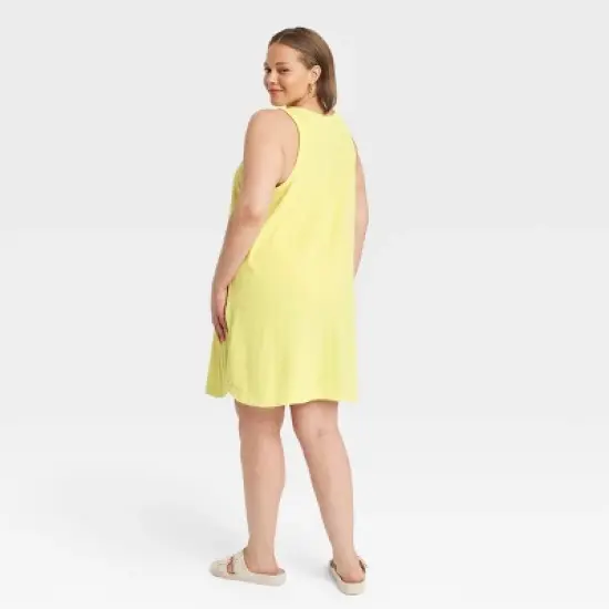 Women's Terry Mini Tank Shift Dress - A New Day&trade; Yellow 4X image {1}