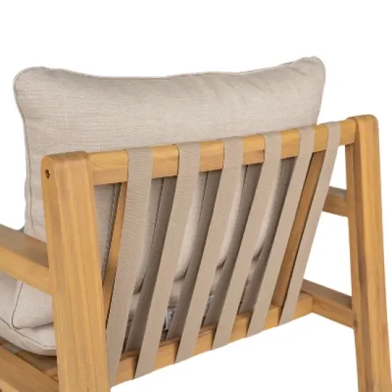 Christopher Knight Home Ihab Patio Rope Weave Acacia Wood Club Chair with Water-Resistant Cushion, Brown/Beige image {7}