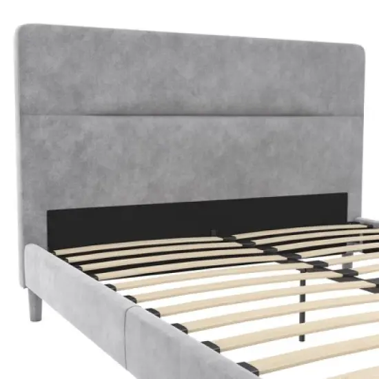 Westerleigh Upholstered Platform Bed with Minimalist Tufted Headboard Light Gray - CosmoLiving by Cosmopolitan image {8}