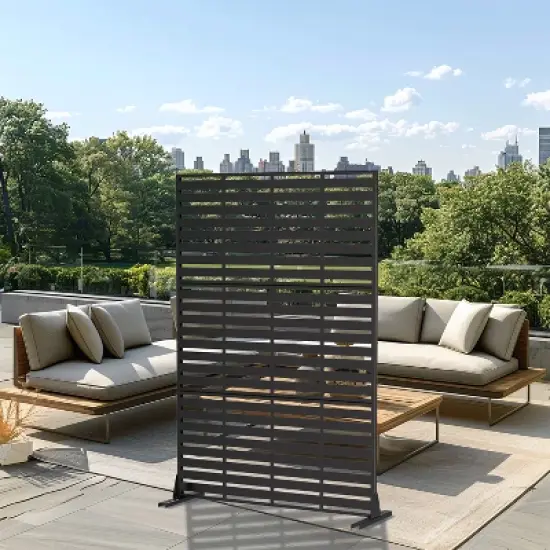 Lirago Garden Privacy Fence 72 in Galvanized Metal Outdoor Screen image {1}