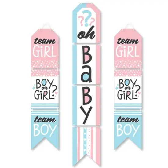 Big Dot of Happiness Baby Gender Reveal - Hanging Vertical Paper Door Banners - Team Boy or Girl Party Wall Decoration Kit - Indoor Door Decor image {5}