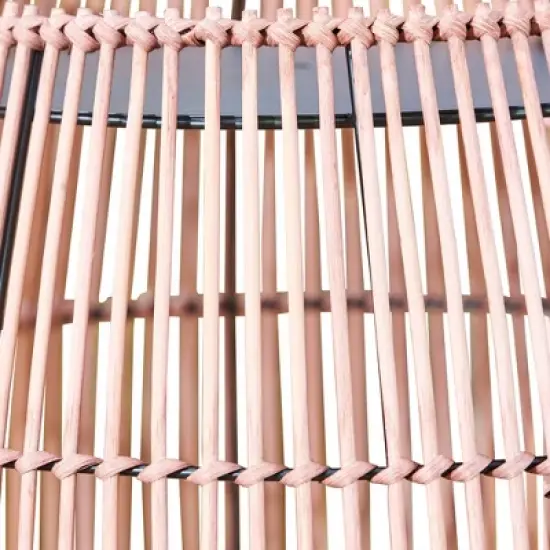 Cylinder Bamboo Patio Side Table with Iron Tabletop - Teamson Home image {3}