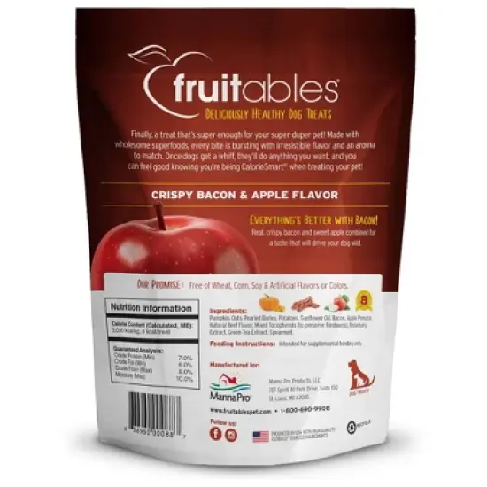 Fruitables Baked Crispy Bacon & Apple Flavor Healthy Low Calorie Dog Treats - 12oz image {2}