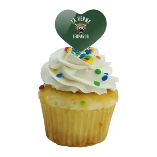 University of La Verne Leopards Logo Heart Love Cupcake Picks Toppers Decoration Set of 6 image {4}