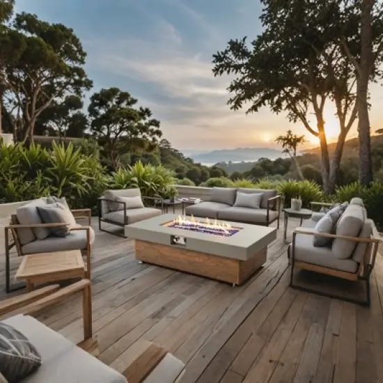 Racxily 48_inch Iron Fire Pit Table with Wood Grain image {3}