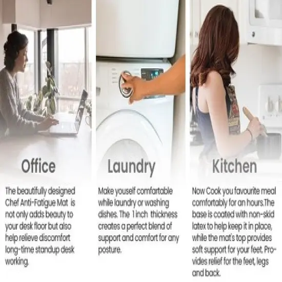 J&V TEXTILES 20" x 39" Comfort Collection Anti-Fatigue Kitchen Floor Mat (Brown Medallion) image {2}